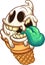 Melting ghost ice cream cone character