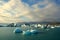 Melting ice in jÃ¶kulsarlon glacier lagoon in Iceland