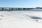 Melting ice on the Ob River in the spring, Communal bridge, Novosibirsk, Russia