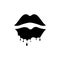 Melting lips glyph icon. Beauty store. Sex shop logotype. Black filled symbol. Isolated vector illustration