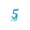 Melting Number 5 icon logo design template