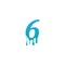 Melting Number 6 icon logo design template