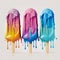 Melting popsicle colorful summer ice cream
