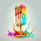 Melting popsicle creamy colorful summer ice cream