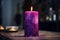 Melting Purple wax candle burning. Generate Ai