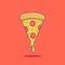 Melting slice of cheese pizza fast food illustration