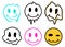 Melting smiley emoji icons. Acid funny melted smile face. Dripping smile. Good vibes mood positive emoji.