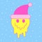 Melting smiley face in pink santa hat