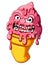 Melting zombie ice cream cartoon