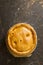 Melton Mowbray pork pie on distressed metal