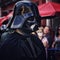 Member of the 501st Legion of the Spanish garrison dressed as Darth Vader from the Star Wars movie