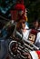 Member of Brass band playing the euphonium at a Hindu festival in North india