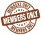 members only brown grunge round rubber stamp