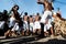 Members of the cultural event Nego Fugido move, dance and sing for the end of slavery