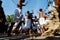 Members of the cultural event Nego Fugido move, dance and sing for the end of slavery