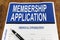 Membership application form on a desk