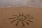 memes. vacation by the sea. Recreation and tourism on the sea coast. The symbol of the family and the sun is painted on