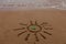memes. vacation by the sea. Recreation and tourism on the sea coast. The symbol of the family and the sun is painted on