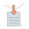 Memo note with heart shaped clip vector illustration. Sheet of paper tack with paperclip. Reminder hand drawn sketch