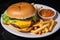 memorable burger and fries combo with special sauce, cheese, and veggies