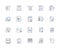 Memorandums line icons collection. Communication, Policy, Agreement, Record, Protocol, Memo, Direction vector and linear