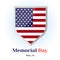 Memorial badge with american flag. Icon for your design isolated on blue background in cartoon style for Memorial Day