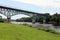 Memorial Bridge across the Kennebec River, built in 1949, Augusta, ME, USA