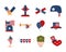 Memorial day american national celebration icons set flat style icon