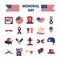 Memorial day american national celebration icons set flat style icon