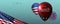 Memorial Day greeting,banner, or newsletter header with two balloons, US-flag and a corona virus. Place for text