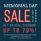 memorial day sale. Vector illustration decorative design