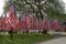 Memorial Day in USA - American flags arranged in rows on Fort Square