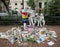 Memorial at Gay Liberation sculptures in Christopher Park for the victims of the mass shooting in Pulse Club, Orlando