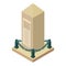 Memorial icon isometric vector. Memorial stone and plaque fenced with chain icon