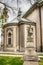 Memorial sculpture `HanStatue in the courtyard of the cathedral of St. Theresa of Avilads` in public park in Subotica town, Serbia