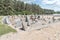 Memorial at Treblinka II, with 17,000 quarry stones symbolising gravestones. Inscriptions indicate places of Holocaust train depar