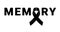 Memory Black awareness ribbon on white background. Mourning symbol. RIP Funeral card Black Ribbon Background