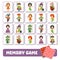 Memory game for children, cards with fairy-tale characters