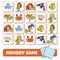 Memory game for children, cards with mermaids and fishes