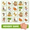Memory game for children, cards with summer children and objects