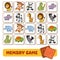 Memory game for children, cards with zoo animals