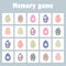 Memory game with pictures easter theme for children, fun education game for kids, preschool activity, task for the development of