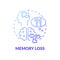 Memory loss blue gradient concept icon