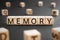 Memory - word from wooden blocks with letters