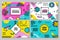 Memphis banners. Abstract geometric background, funky pop art style vector flyers template