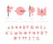 Memphis flat line alphabet geometric funny font simple shapes