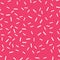 Memphis style, dessert donut glaze white chocolate topping seamless pattern on pink colorful abstract background and textured