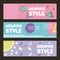 Memphis style pattern banner horizontal geometric color pastel image