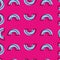 Memphis Style Seamless Pattern Background Of Semi Circles In Pink And Blue