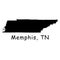 Memphis on Tennessee State Map. Detailed TN State Map with Location Pin on Memphis City. Black silhouette vector map isolated on w